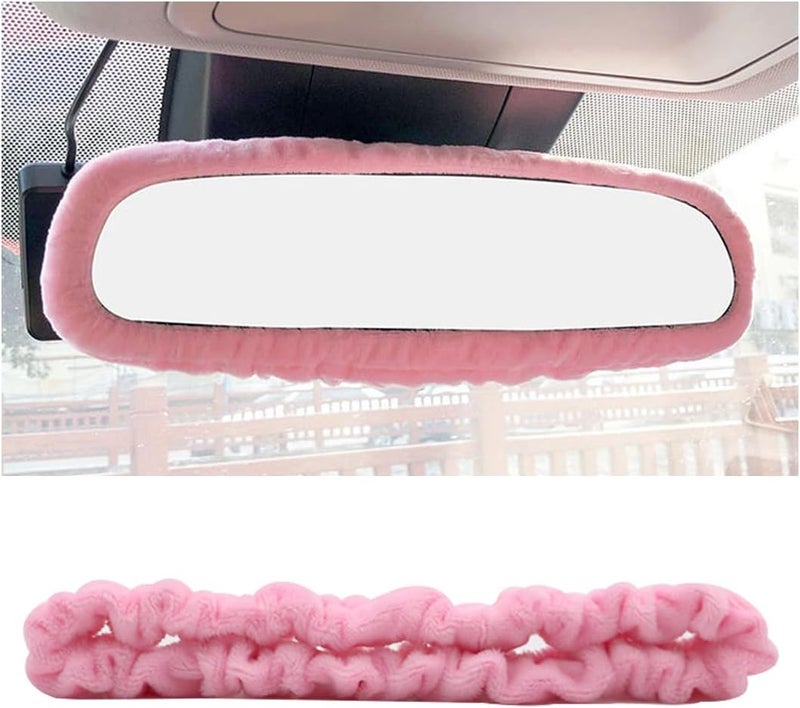Bittwee Car Rearview Mirror Cover, Auto Interior Elastic Comfortable Rear View Mirror Protector Decorative Accessories for Girls Women Man Gift, Universal for Vehicles, SUV, Truck, RV (Pink) - Image 1